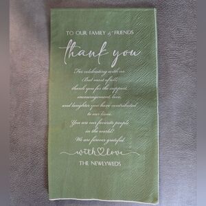 Wedding Thank You for Coming Napkins - Green - The Newlyweds - 29 Count